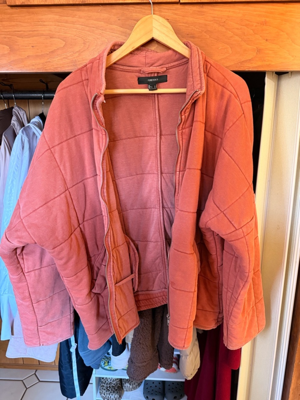 Forever 21 Rust Quilted Zip Jacket